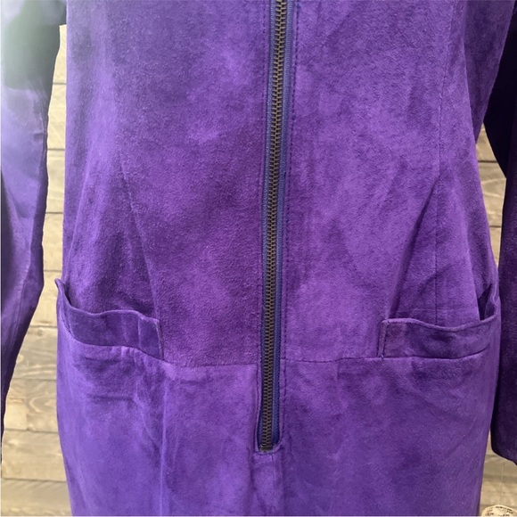 Vintage Onde Purple Suede Zip Dress Pockets 16 - Picture 6 of 16